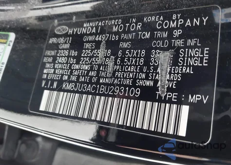 2011 Hyundai Tucson Limited from USA, damaged, VIN KM8JU3AC1BU293109
